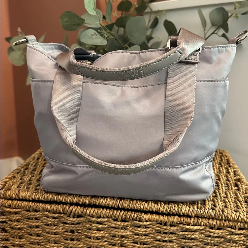 Kipling Adelina Silver light grey pockets multicolor nylon Tote satchel Bag